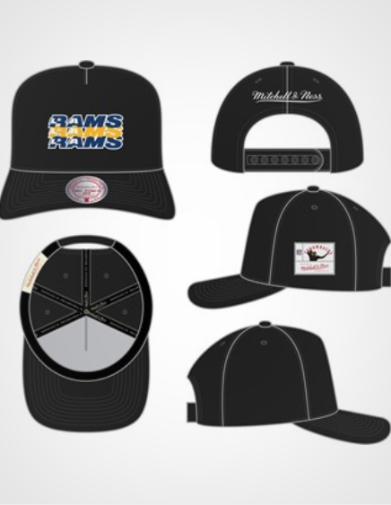 MNA-C53 (Mitchell & ness rams pro pinch black snapback osfm) 82692608