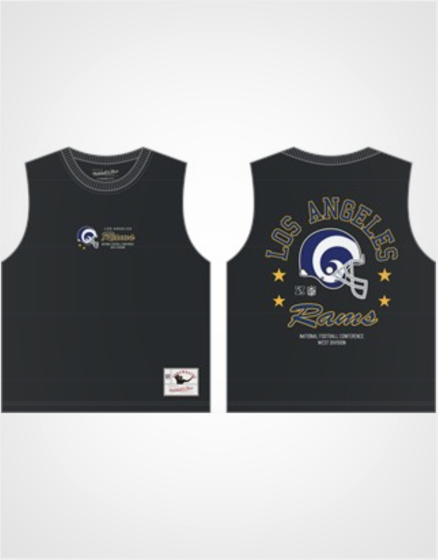 MNA-F53 (Mitchell & ness los angeles rams script vintage fit muscle tee washed black) 82693260