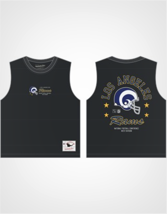 MNA-F53 (Mitchell & ness los angeles rams script vintage fit muscle tee washed black) 82693260