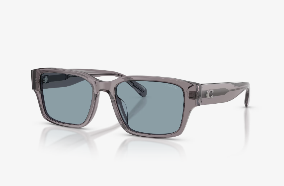 CO-C (Coach transparent grey frame/light blue solid lenses) 1026912172