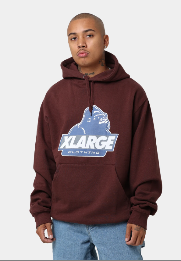 XLA-L (X-Large 91 slanted logo hoodie brown) 92292717 X-LARGE