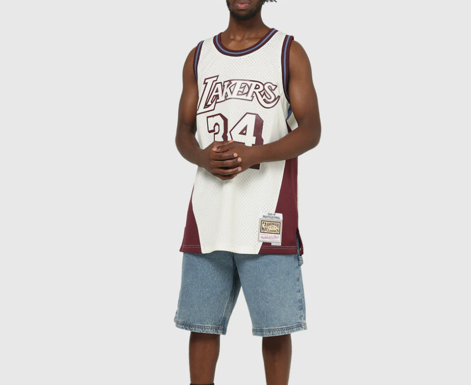 MNA-R49 (Mitchell & ness swingman panel rave jersey lakers O'neil washed black) 122599130