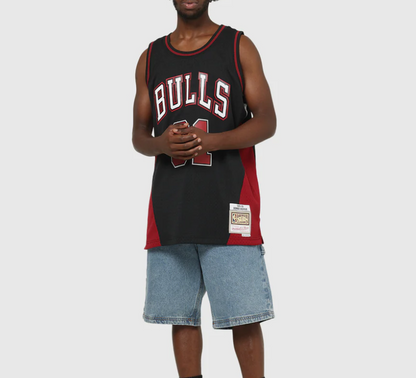 MNA-Q49 (Mitchell & ness swingman panel rave jersey bulls rodman washed black) 122599130