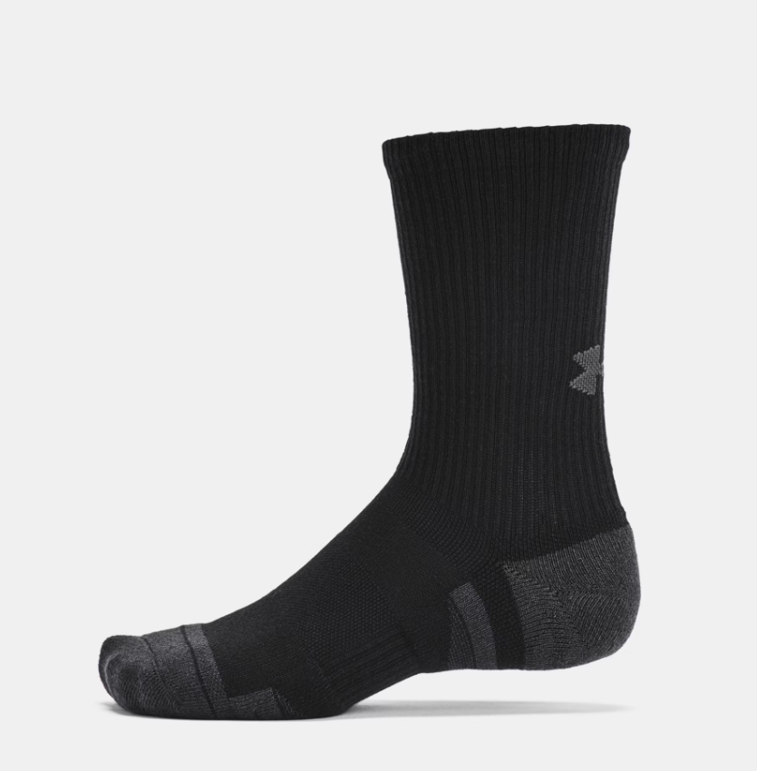 UAA-K13 (Under armour unisex performance tech 6 pack crew socks black/jet grey) 82492173