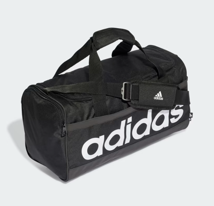 AE-T6 (Adidas essentials linear duffel bag medium black/white) 82492886