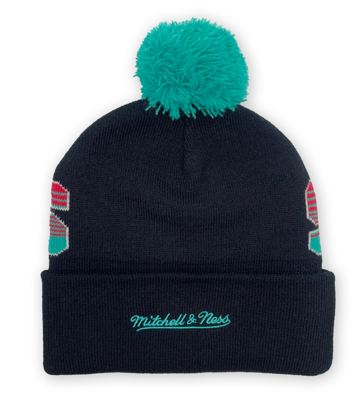 MNA-O35 (Mitchell and ness script burst knit beanie spurs black) 22492826