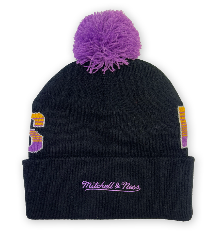 MNA-N35 (Mitchell and ness script burst knit beanie lakers black) 22492826