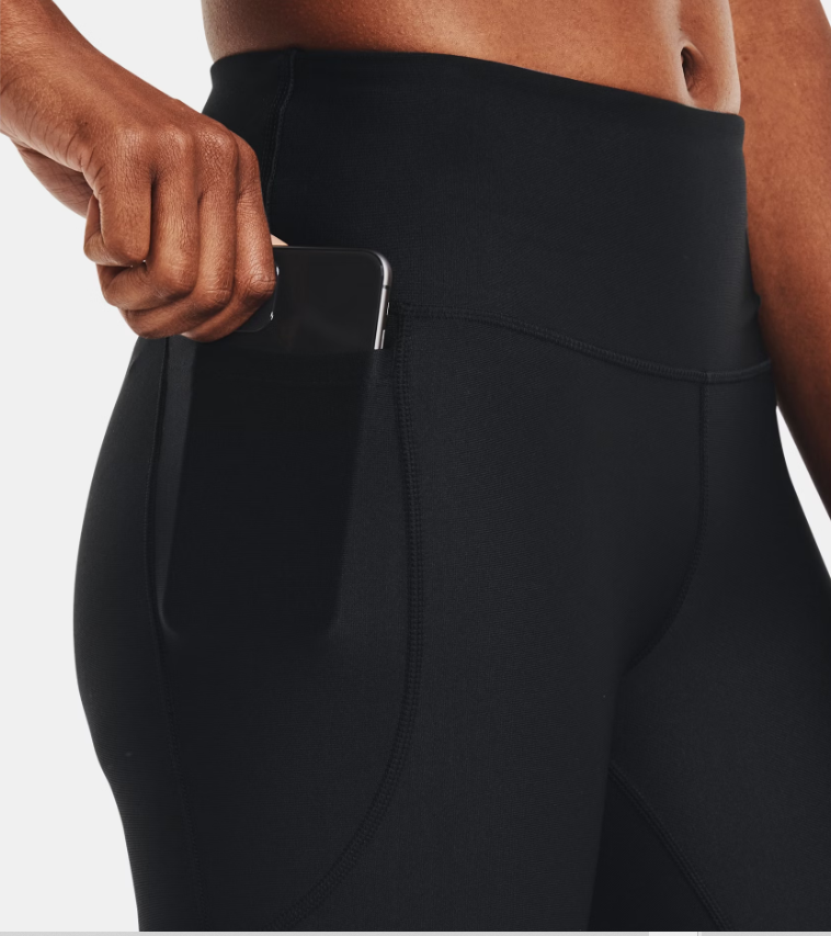 UAA-P13 (Under armour womens heat gear no-slip waistband full-length leggings black/white) 92494347