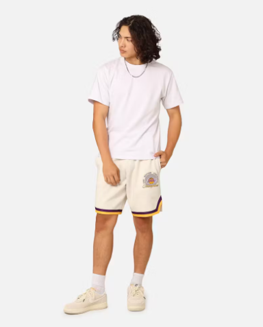 MNA-D35 (Mitchell and ness shooting shorts lakers white marle) 22494782