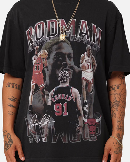 MNA-D33 (Mitchell and ness player & stats tee bulls rodman black) 112394347