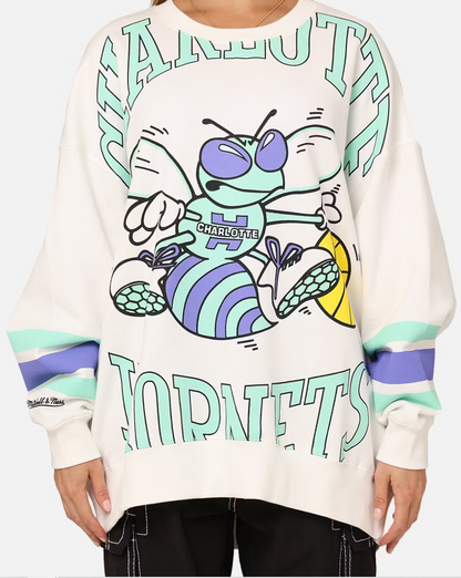 MNA-D31 (Mitchell and ness vibe fleece crew hornets vintage white) 92396956