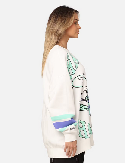 MNA-D31 (Mitchell and ness vibe fleece crew hornets vintage white) 92396956