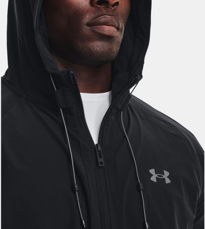 UAA-U13 (Under armour mens stretch woven windbreaker black/pitch gray) 102496087