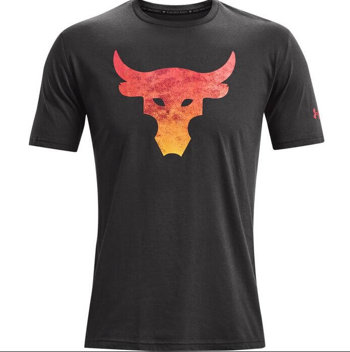 UAA-N4 (Mens project rock brahma bull short sleeve tee gray/venom red/steel town gold) 122192608