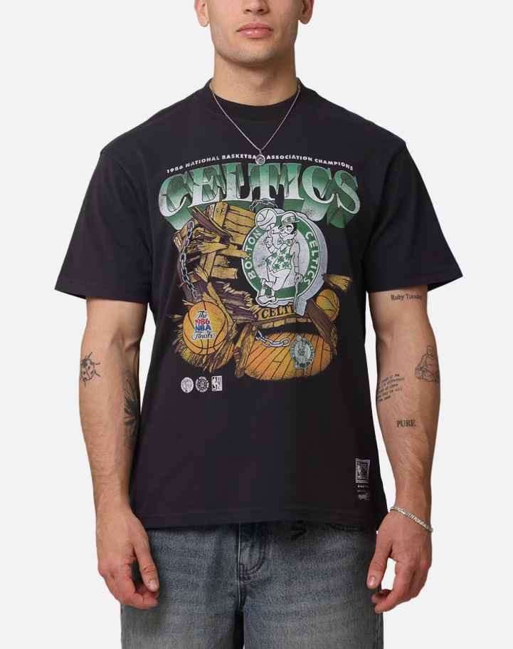 MNA-H39 (Mitchell & ness bevel burst tee celtics overdyed black) 112493478