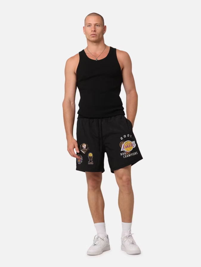 MNA-L39 (Mitchell & ness champs lakers nylon shorts black) 112493478