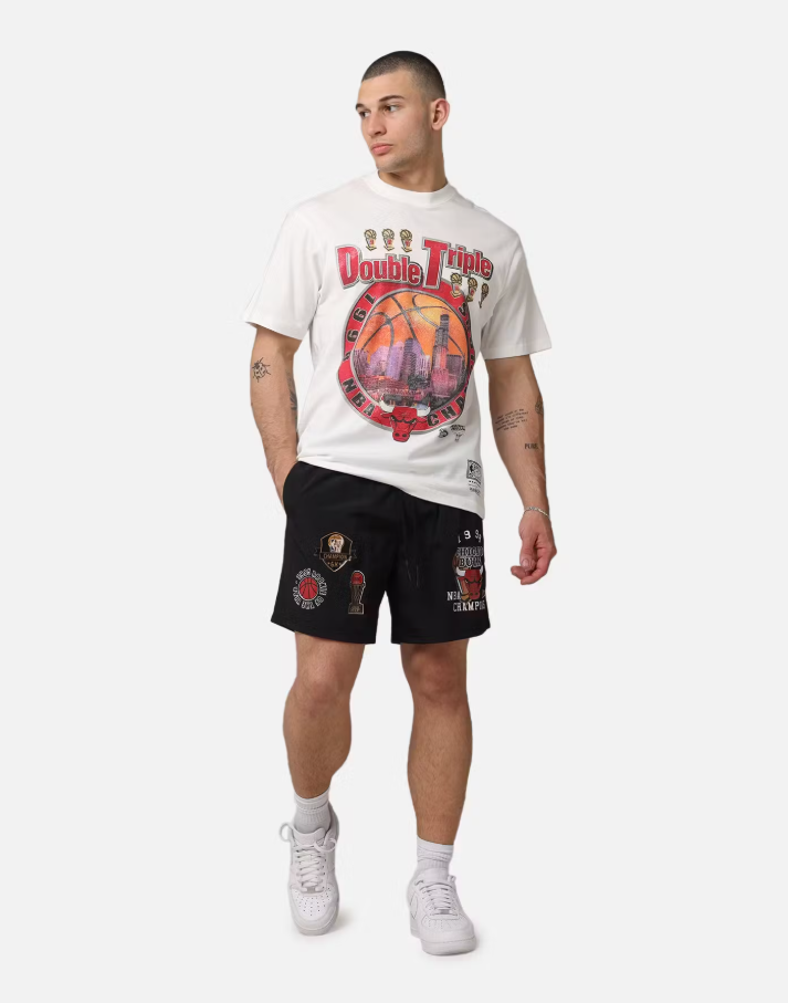 MNA-I39 (Mitchell & ness champs bulls nylon shorts black) 112493478