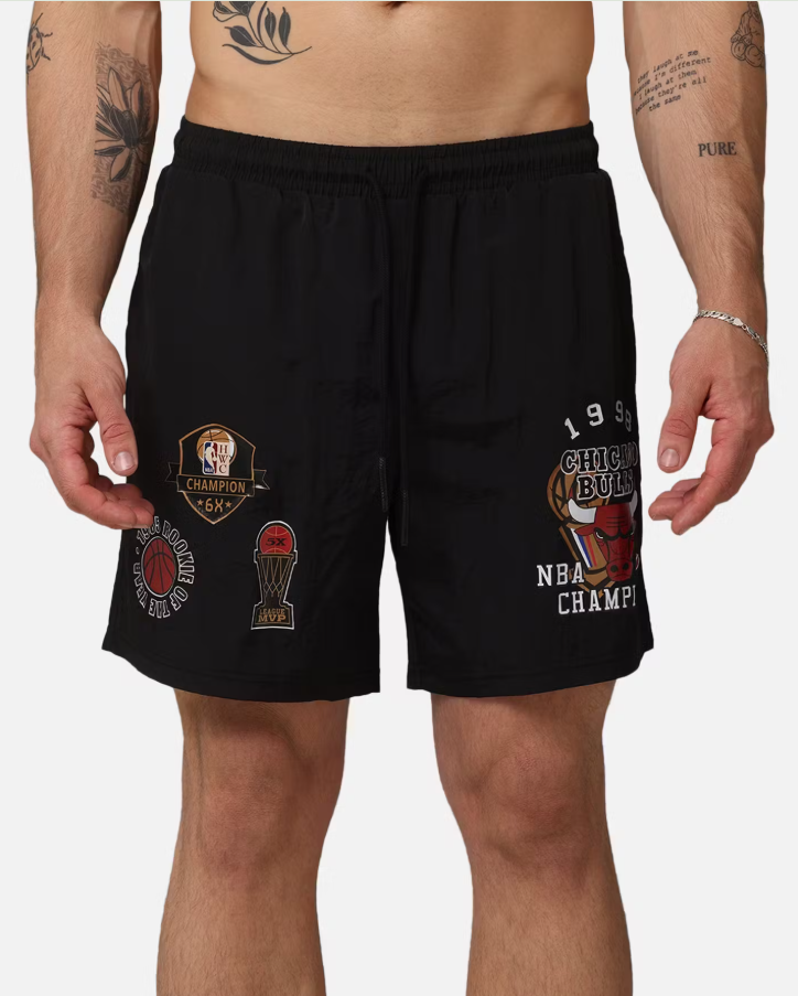 MNA-I39 (Mitchell & ness champs bulls nylon shorts black) 112493478