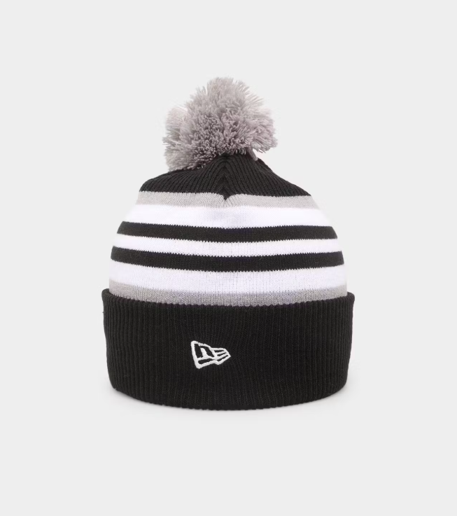 NEC-E64 (New era knit medium las vegas raiders stripe beanie in official team colours osfm) 52592615