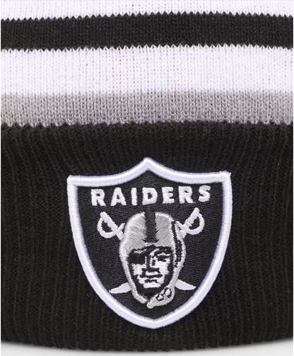 NEC-E64 (New era knit medium las vegas raiders stripe beanie in official team colours osfm) 52592615