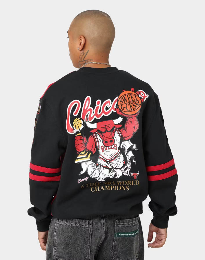 MNA-X21 (Mitchell & ness chicago bulls all over crew scarlet/black/white) 92299130