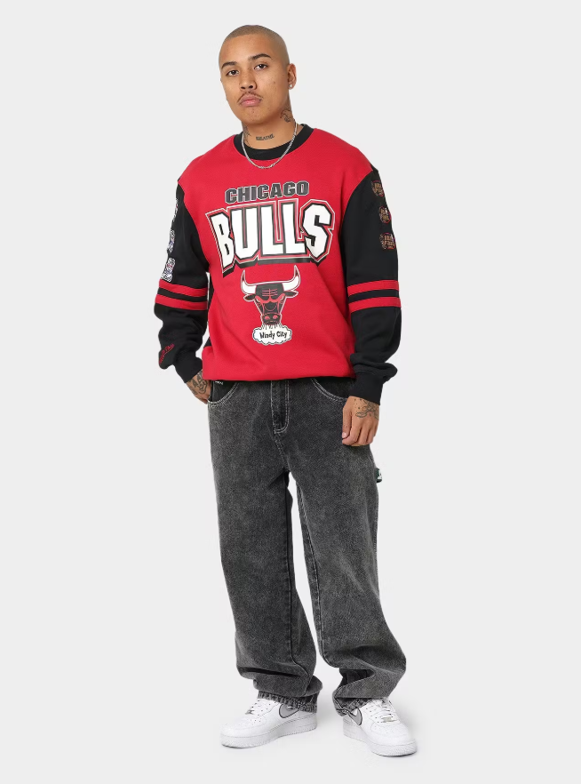 MNA-X21 (Mitchell & ness chicago bulls all over crew scarlet/black/white) 92299130