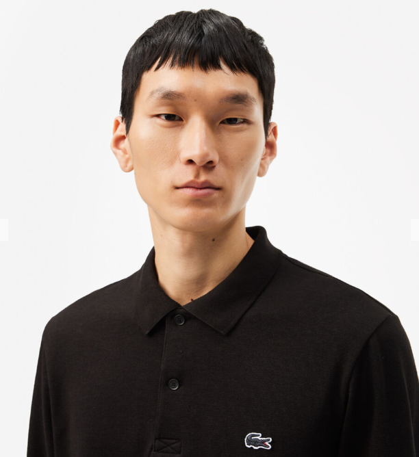 LCA-D22 (Lacoste essential long sleeve cotton blend polo black) 72596522