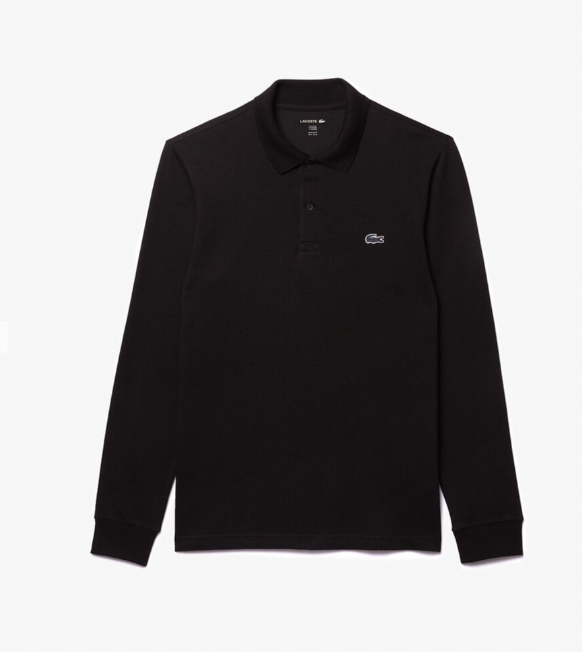 LCA-D22 (Lacoste essential long sleeve cotton blend polo black) 72596522
