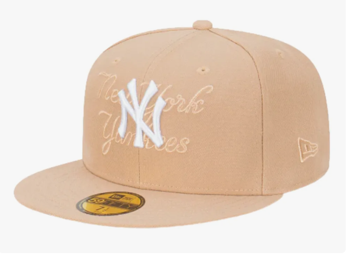 NEC-D66 (New era 5950 tonal script new york yankees camel/grey UV  fitted hat) 72593176