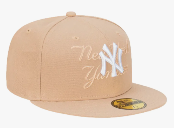 NEC-D66 (New era 5950 tonal script new york yankees camel/grey UV  fitted hat) 72593176