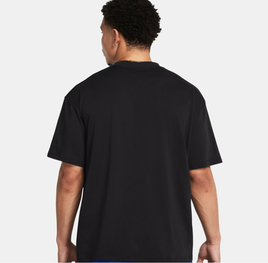 UAA-C16 (Under armour mens heavy weight oversized branded short sleeve tee black/white) 102592826