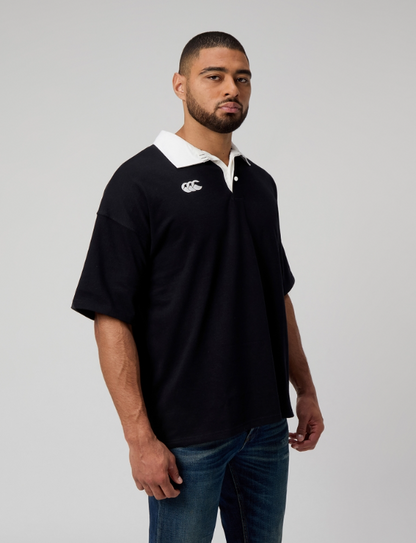 CCC-L (Canterbury mens solid dye short sleeve rugby polo black) 92594782