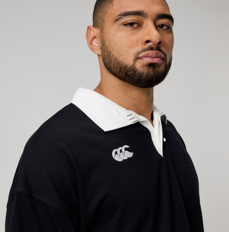 CCC-L (Canterbury mens solid dye short sleeve rugby polo black) 92594782