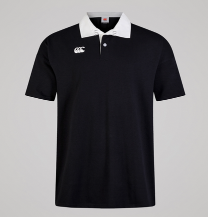 CCC-L (Canterbury mens solid dye short sleeve rugby polo black) 92594782