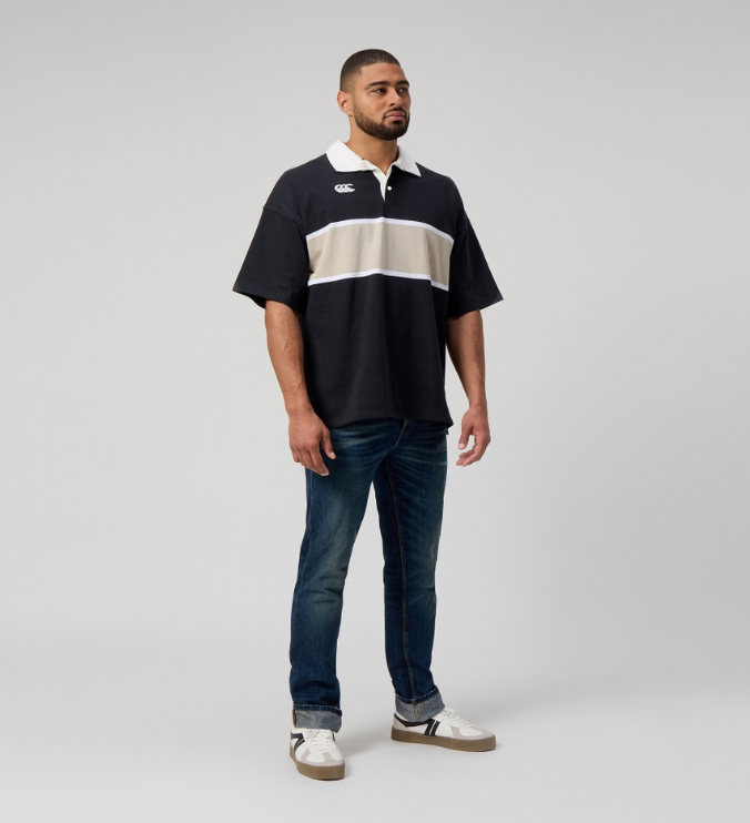 CCC-M (Canterbury mens yarn dye short sleeve rugby polo jet black) 92594782