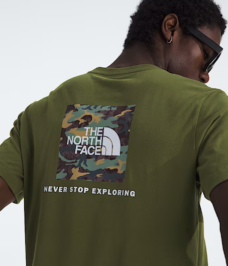 NFA-Z8 (The north face short sleeve evolution box camo fill graphic t-shirt woodland green) 102593043
