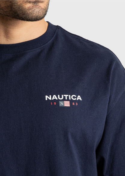 NTA-U14 (Nautica box fit 83 back logo short sleeve t-shirt navy) 122593913