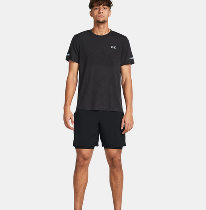 UAA-H16 (Under armour mens launch 7" 2-in-1 shorts black/reflective) 12693478