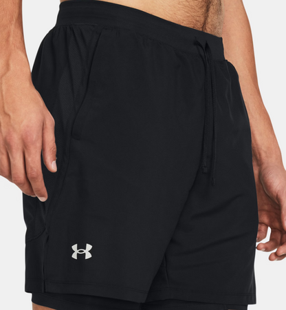 UAA-H16 (Under armour mens launch 7" 2-in-1 shorts black/reflective) 12693478
