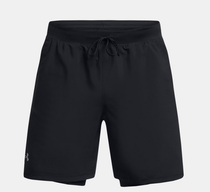 UAA-H16 (Under armour mens launch 7" 2-in-1 shorts black/reflective) 12693478