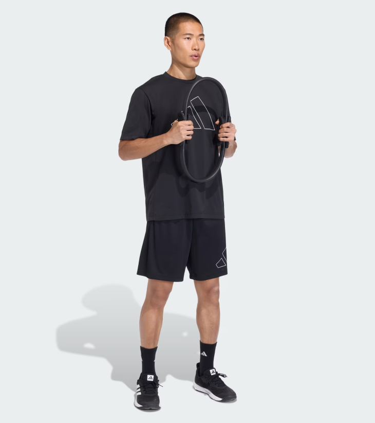 AA-I30 (Adidas workout essentials base pique big logo shorts black) 22692646