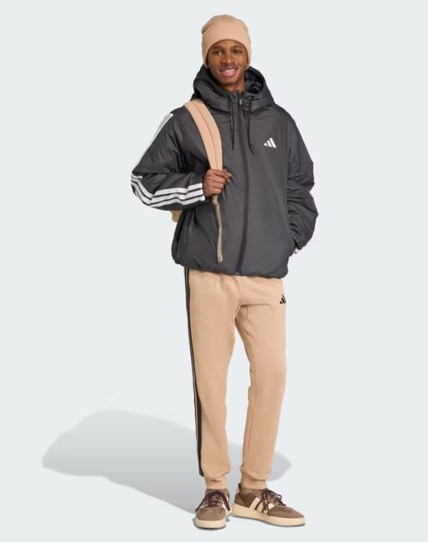 AA-C31 (Adidas essentials climawarm 3 stripes insulated hooded jacket black/white) 32697214