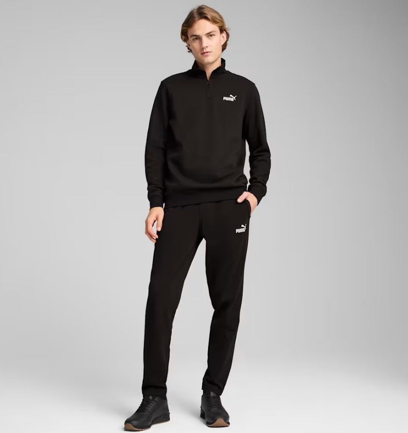 PA-M12 (Puma essentials no.1 logo half-zip fleece pullover black) 32694500