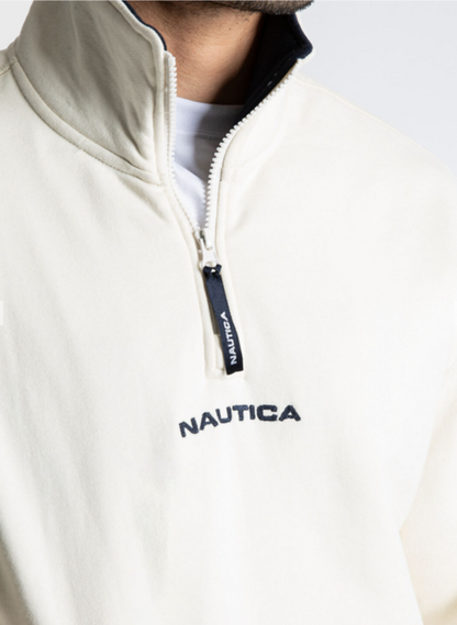 NTA-Z15 (Nautica relaxed fit navigate 1/4 zip fleece sweatshirt oatmeal) 42697826