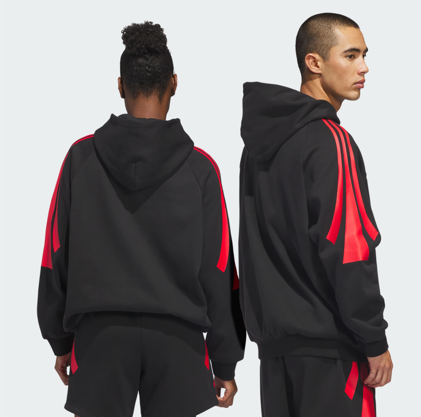 AA-W31 (Adidas basketball 3 stripes fleece  hoodie black/ruby red) 42698657