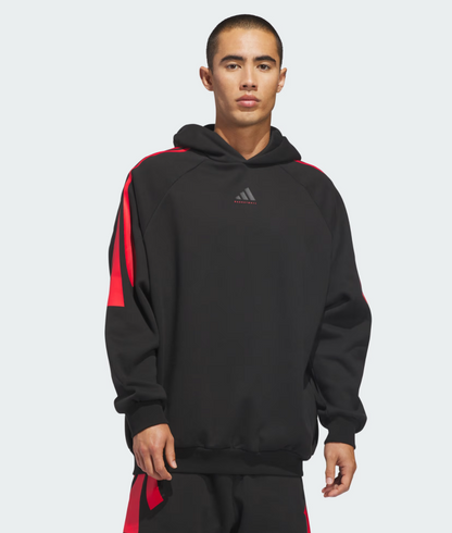 AA-W31 (Adidas basketball 3 stripes fleece  hoodie black/ruby red) 42698657