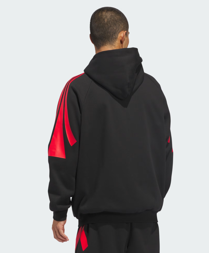 AA-W31 (Adidas basketball 3 stripes fleece  hoodie black/ruby red) 42698657