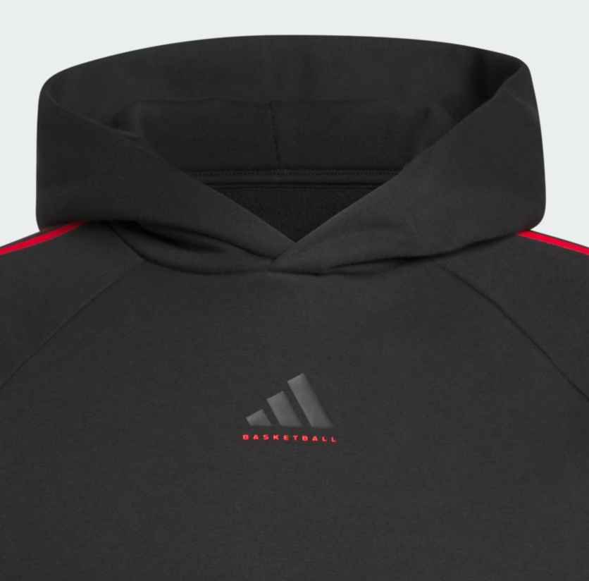 AA-W31 (Adidas basketball 3 stripes fleece  hoodie black/ruby red) 42698657
