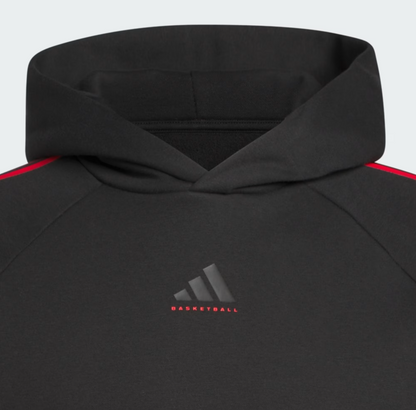 AA-W31 (Adidas basketball 3 stripes fleece  hoodie black/ruby red) 42698657