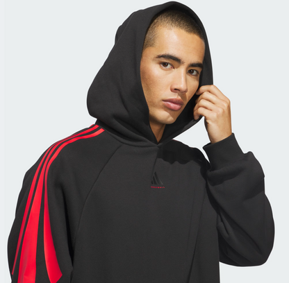 AA-W31 (Adidas basketball 3 stripes fleece  hoodie black/ruby red) 42698657